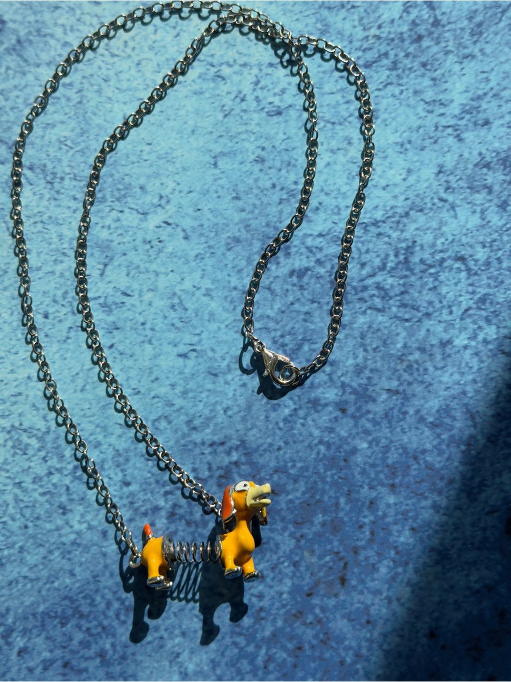 Slinky Dog Dachshund Necklace Enamel Spring Novelty Pendant